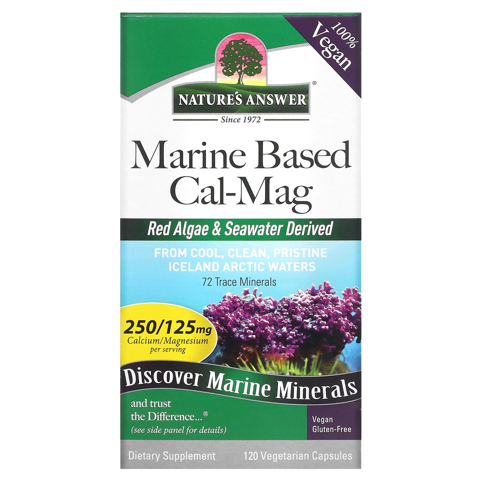 Nature’s Answer, Marine Based Cal-Mag, 120 Vegetarian Capsules UPC 083000164613 | Hilife Vitamins